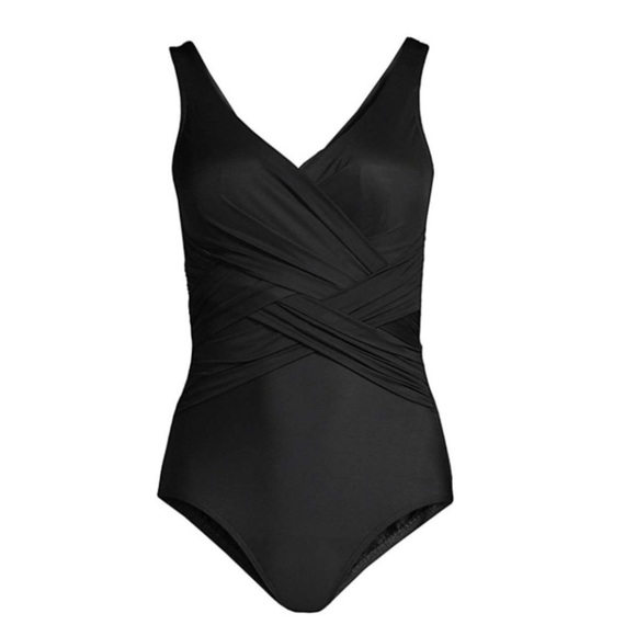 Lands End Plus Slender Tummy Control Wrap Swimsuit Plus‎ Size 18 EUC 0389 - Picture 2 of 7